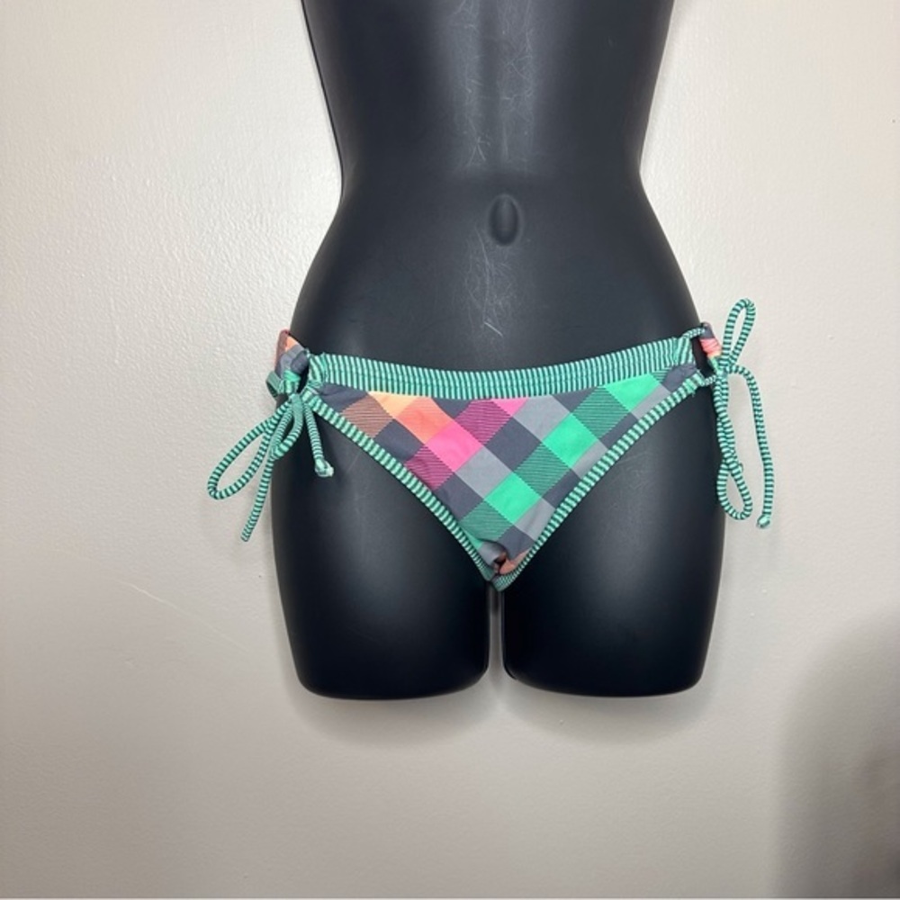 Plaid tie bikini bottoms